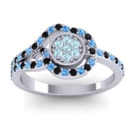 Aquamarine Fashion Ring In 14k White Gold With Swiss Blue Topaz And Black Onyx – Avarana Statement Ring