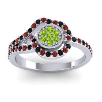 Peridot Fashion Ring In 14k White Gold With Black Onyx And Garnet – Avarana Statement Ring