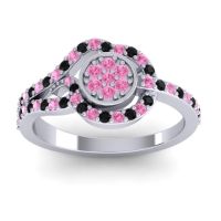 Pink Tourmaline Fashion Ring In 14k White Gold With Black Onyx – Avarana Statement Ring