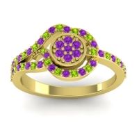 Amethyst Fashion Ring In 14k Yellow Gold With Peridot – Avarana Statement Ring