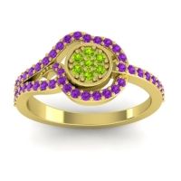 Peridot Fashion Ring In 14k Yellow Gold With Amethyst – Avarana Statement Ring