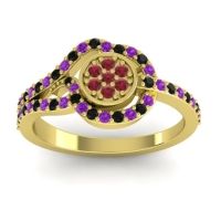 Ruby Fashion Ring In 14k Yellow Gold With Amethyst And Black Onyx – Avarana Statement Ring