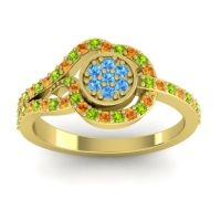 Swiss Blue Topaz Fashion Ring In 14k Yellow Gold With Citrine And Peridot – Avarana Statement Ring