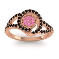 Pink Tourmaline Fashion Ring In 14K Rose Gold With Black Onyx – Navata Statement Ring