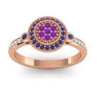 Amethyst Fashion Ring In 14K Rose Gold With Blue Sapphire And Aquamarine – Kendra Statement Ring