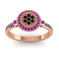 Black Onyx Fashion Ring In 14K Rose Gold With Amethyst And Blue Sapphire – Kendra Statement Ring