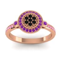 Black Onyx Fashion Ring In 14K Rose Gold With Amethyst And Pink Tourmaline – Kendra Statement Ring