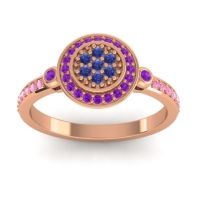 Blue Sapphire Fashion Ring In 14K Rose Gold With Amethyst And Pink Tourmaline – Kendra Statement Ring