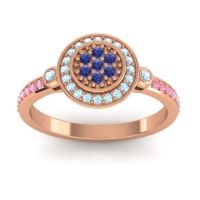 Blue Sapphire Fashion Ring In 14K Rose Gold With Aquamarine And Pink Tourmaline – Kendra Statement Ring
