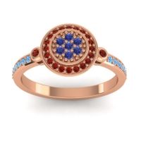 Blue Sapphire Fashion Ring In 18K Rose Gold With Garnet And Swiss Blue Topaz – Kendra Statement Ring