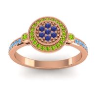 Blue Sapphire Fashion Ring In 18K Rose Gold With Peridot And Swiss Blue Topaz – Kendra Statement Ring