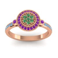 Emerald Fashion Ring In 14K Rose Gold With Amethyst And Swiss Blue Topaz – Kendra Statement Ring