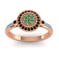 Emerald Fashion Ring In 14K Rose Gold With Black Onyx And Swiss Blue Topaz – Kendra Statement Ring
