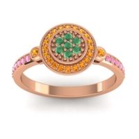 Emerald Fashion Ring In 14K Rose Gold With Citrine And Pink Tourmaline – Kendra Statement Ring