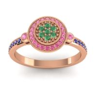 Emerald Fashion Ring In 14K Rose Gold With Pink Tourmaline And Blue Sapphire – Kendra Statement Ring