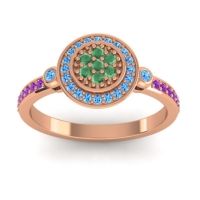 Emerald Fashion Ring In 18K Rose Gold With Swiss Blue Topaz And Amethyst – Kendra Statement Ring