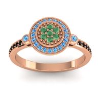 Emerald Fashion Ring In 14K Rose Gold With Swiss Blue Topaz And Black Onyx – Kendra Statement Ring