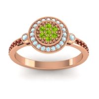 Peridot Fashion Ring In 14K Rose Gold With Aquamarine And Garnet – Kendra Statement Ring