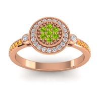 Peridot Fashion Ring In 14K Rose Gold With Lab Diamond And Citrine – Kendra Statement Ring