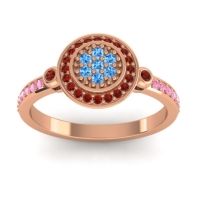 Swiss Blue Topaz Fashion Ring In 14K Rose Gold With Garnet And Pink Tourmaline – Kendra Statement Ring