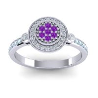 Amethyst Fashion Ring In 14k White Gold With Lab Diamond And Aquamarine – Kendra Statement Ring