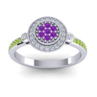 Amethyst Fashion Ring In 14k White Gold With Lab Diamond And Peridot – Kendra Statement Ring