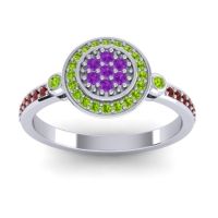 Amethyst Fashion Ring In 14k White Gold With Peridot And Garnet – Kendra Statement Ring