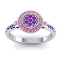 Amethyst Fashion Ring In Palladium With Pink Tourmaline And Blue Sapphire – Kendra Statement Ring