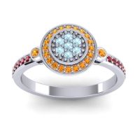 Aquamarine Fashion Ring In 14k White Gold With Citrine And Ruby – Kendra Statement Ring