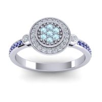 Aquamarine Fashion Ring In 14k White Gold With Lab Diamond And Blue Sapphire – Kendra Statement Ring