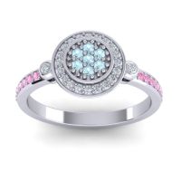 Aquamarine Fashion Ring In 14k White Gold With Lab Diamond And Pink Tourmaline – Kendra Statement Ring