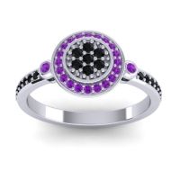 Black Onyx Fashion Ring In 18k White Gold With Amethyst – Kendra Statement Ring