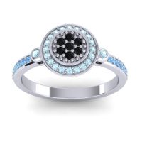 Black Onyx Fashion Ring In 14k White Gold With Aquamarine And Swiss Blue Topaz – Kendra Statement Ring