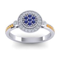 Blue Sapphire Fashion Ring In Palladium With Lab Diamond And Citrine – Kendra Statement Ring