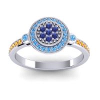 Blue Sapphire Fashion Ring In Palladium With Swiss Blue Topaz And Citrine – Kendra Statement Ring
