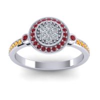 Diamond Fashion Ring In 14k White Gold With Ruby And Citrine – Kendra Statement Ring