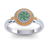 Emerald Fashion Ring In Platinum With Citrine And Aquamarine – Kendra Statement Ring