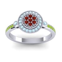 Garnet Fashion Ring In 14k White Gold With Aquamarine And Peridot – Kendra Statement Ring