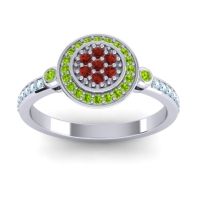 Garnet Fashion Ring In 14k White Gold With Peridot And Aquamarine – Kendra Statement Ring