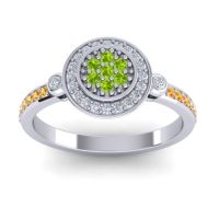 Peridot Fashion Ring In 14k White Gold With Lab Diamond And Citrine – Kendra Statement Ring