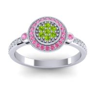 Peridot Fashion Ring In 14k White Gold With Pink Tourmaline And Lab Diamond – Kendra Statement Ring
