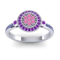 Pink Tourmaline Fashion Ring In Palladium With Amethyst And Blue Sapphire – Kendra Statement Ring