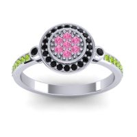 Pink Tourmaline Fashion Ring In Platinum With Black Onyx And Peridot – Kendra Statement Ring