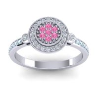 Pink Tourmaline Fashion Ring In 14k White Gold With Lab Diamond And Aquamarine – Kendra Statement Ring