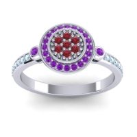 Ruby Fashion Ring In Platinum With Amethyst And Aquamarine – Kendra Statement Ring