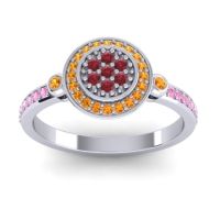 Ruby Fashion Ring In Platinum With Citrine And Pink Tourmaline – Kendra Statement Ring