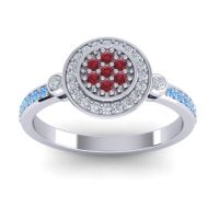 Ruby Fashion Ring In 14k White Gold With Lab Diamond And Swiss Blue Topaz – Kendra Statement Ring