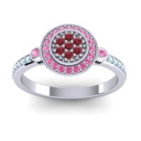 Ruby Fashion Ring In Platinum With Pink Tourmaline And Aquamarine – Kendra Statement Ring