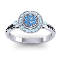 Swiss Blue Topaz Fashion Ring In 14k White Gold With Aquamarine And Black Onyx – Kendra Statement Ring