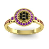 Black Onyx Fashion Ring In 14k Yellow Gold With Amethyst And Ruby – Kendra Statement Ring